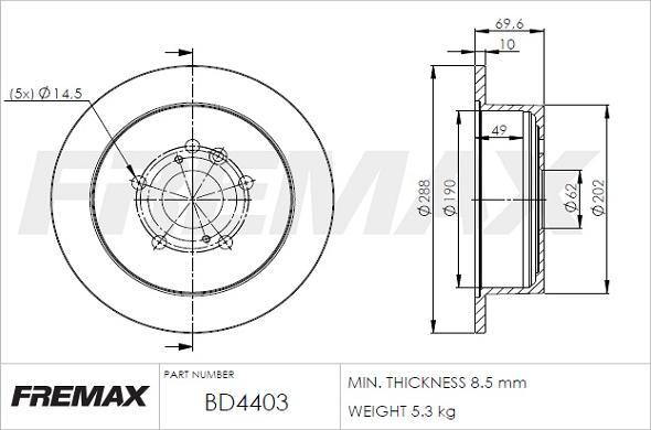 FREMAX BD-4403 - Тормозной диск autospares.lv