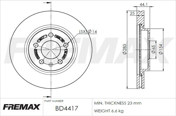 FREMAX BD-4417 - Тормозной диск autospares.lv