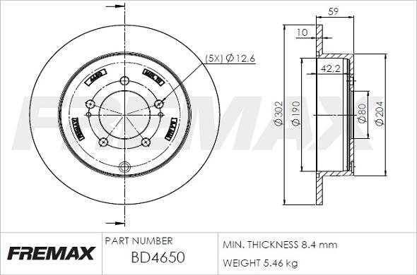FREMAX BD-4650 - Тормозной диск autospares.lv