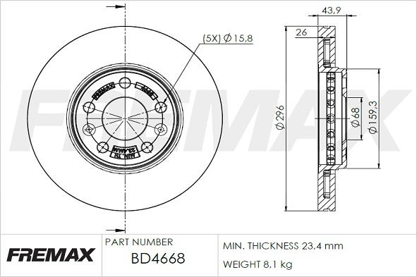 FREMAX BD-4668 - Тормозной диск autospares.lv