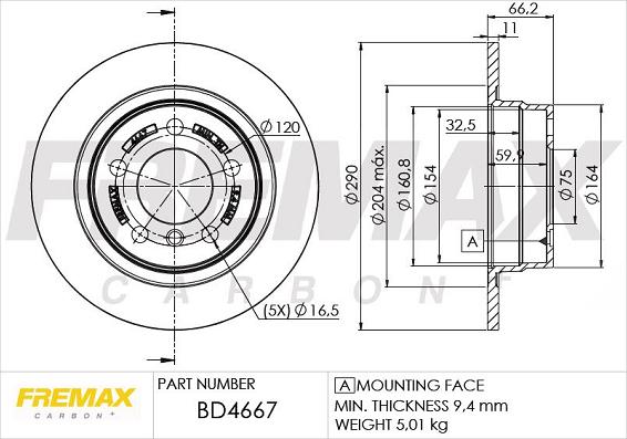 FREMAX BD-4667 - Тормозной диск autospares.lv