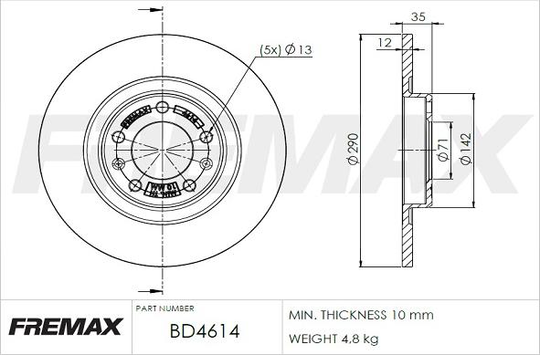 FREMAX BD-4614 - Тормозной диск autospares.lv