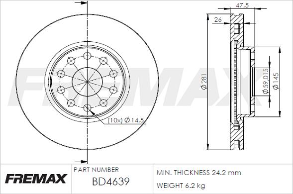 FREMAX BD-4639 - Тормозной диск autospares.lv