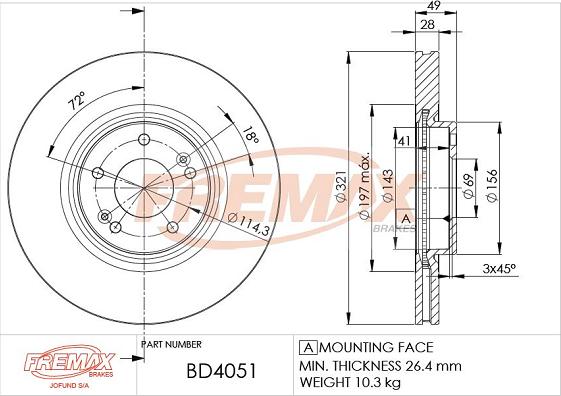 FREMAX BD-4051 - Тормозной диск autospares.lv