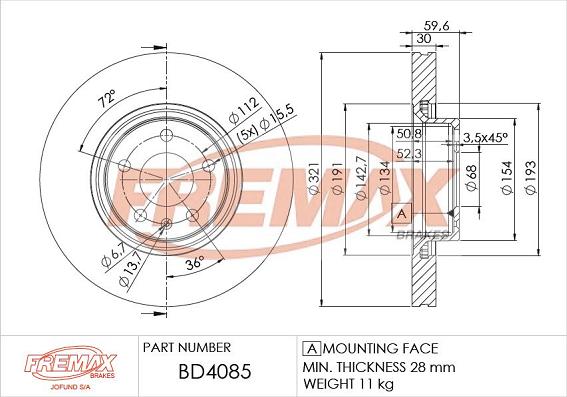 FREMAX BD-4085 - Тормозной диск autospares.lv