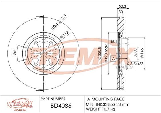 FREMAX BD-4086 - Тормозной диск autospares.lv