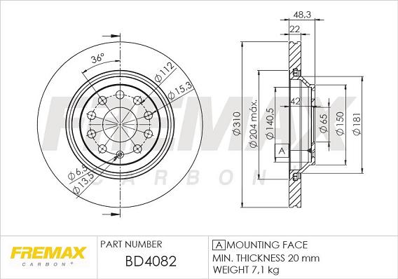 FREMAX BD-4082 - Тормозной диск autospares.lv