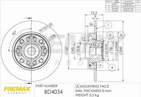 FREMAX BD-4034 - Тормозной диск autospares.lv