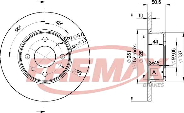 FREMAX BD-4070 - Тормозной диск autospares.lv