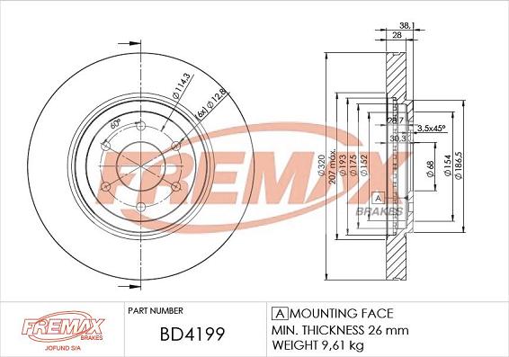 FREMAX BD-4199 - Тормозной диск autospares.lv