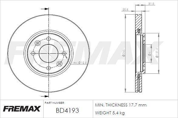 FREMAX BD-4193 - Тормозной диск autospares.lv