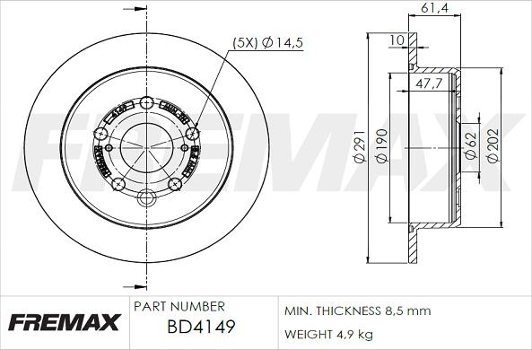 FREMAX BD-4149 - Тормозной диск autospares.lv