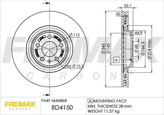 FREMAX BD-4150 - Тормозной диск autospares.lv