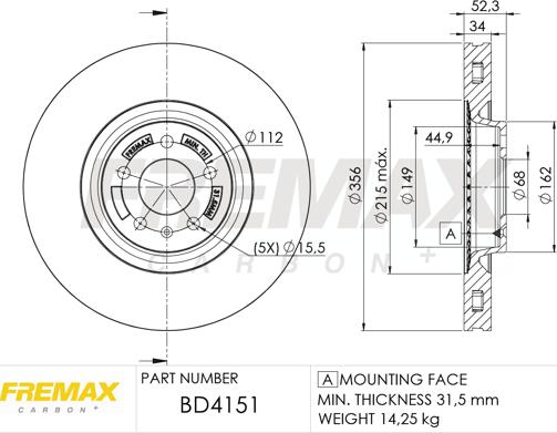 FREMAX BD-4151 - Тормозной диск autospares.lv