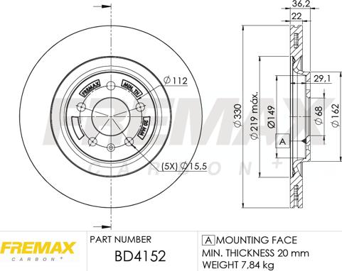 FREMAX BD-4152 - Тормозной диск autospares.lv