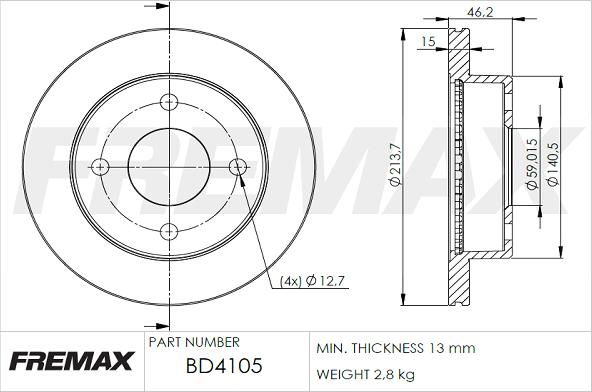 FREMAX BD-4105 - Тормозной диск autospares.lv