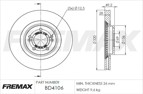 FREMAX BD-4106 - Тормозной диск autospares.lv