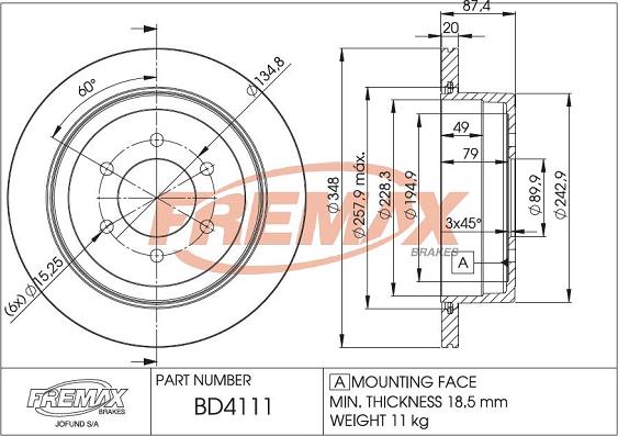 FREMAX BD-4111 - Тормозной диск autospares.lv