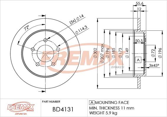 FREMAX BD-4131 - Тормозной диск autospares.lv