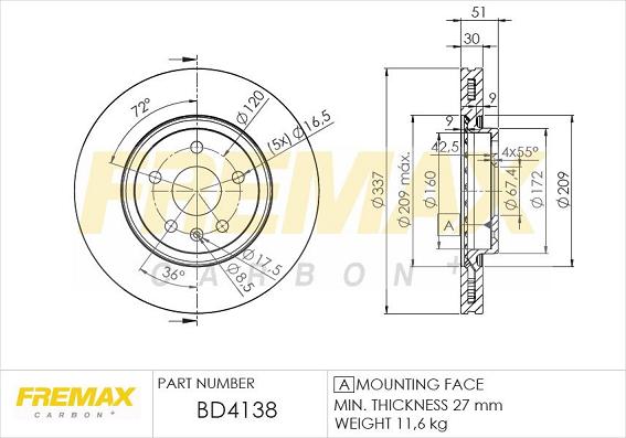 FREMAX BD-4138 - Тормозной диск autospares.lv