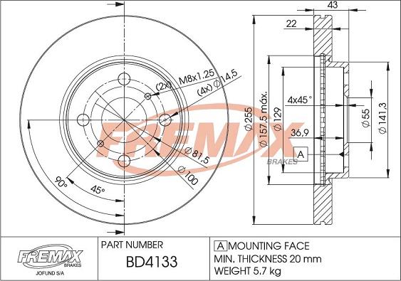 FREMAX BD-4133 - Тормозной диск autospares.lv