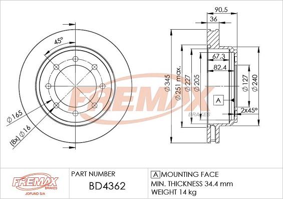 FREMAX BD-4362 - Тормозной диск autospares.lv