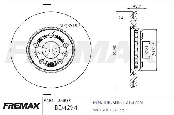 FREMAX BD-4294 - Тормозной диск autospares.lv