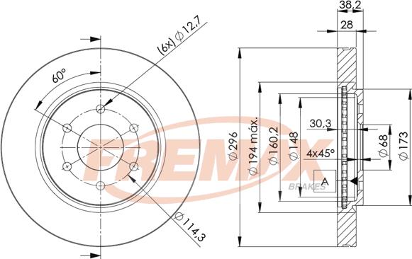 FREMAX BD-4200 - Тормозной диск autospares.lv