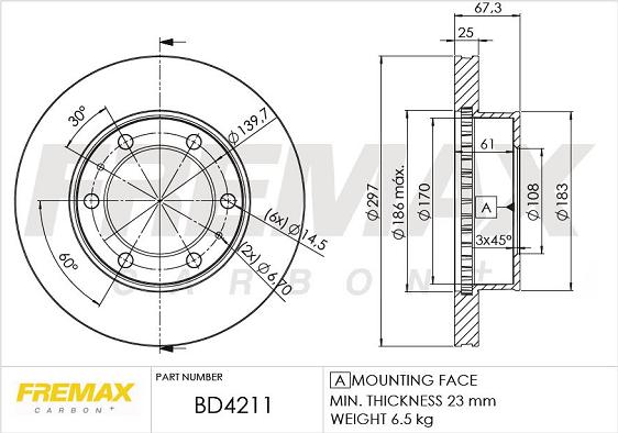 FREMAX BD-4211 - Тормозной диск autospares.lv
