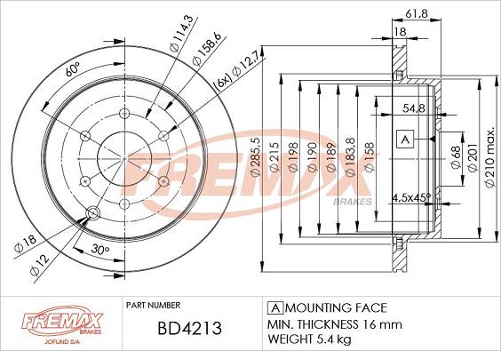 FREMAX BD-4213 - Тормозной диск autospares.lv