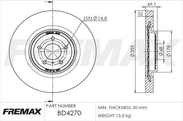 FREMAX BD-4270 - Тормозной диск autospares.lv
