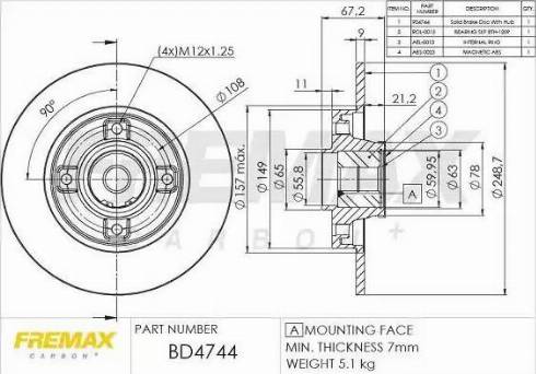 FREMAX BD-4744 - Тормозной диск autospares.lv