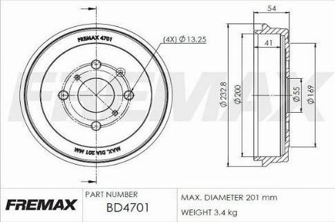 FREMAX BD-4701 - Тормозной барабан autospares.lv