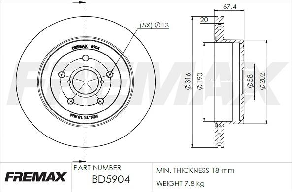 FREMAX BD-5904 - Тормозной диск autospares.lv