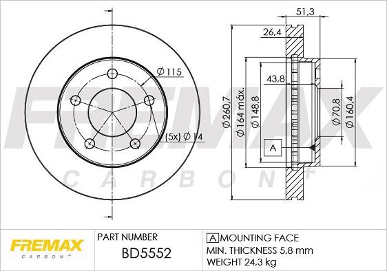 FREMAX BD-5552 - Тормозной диск autospares.lv