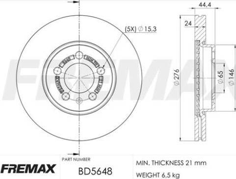 FREMAX BD-5648 - Тормозной диск autospares.lv