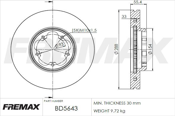 FREMAX BD-5643 - Тормозной диск autospares.lv