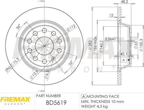 FREMAX BD-5619 - Тормозной диск autospares.lv