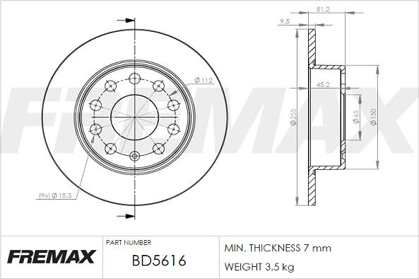 FREMAX BD-5616 - Тормозной диск autospares.lv