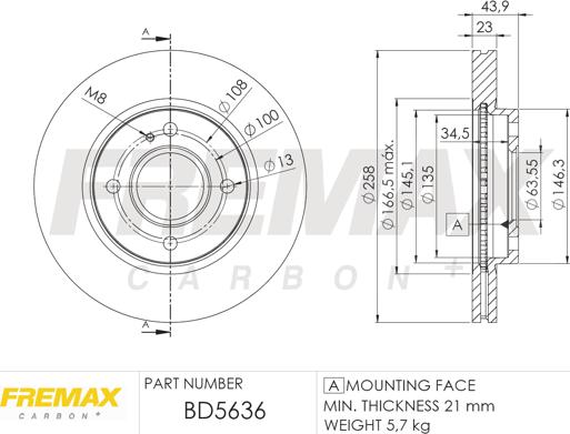 FREMAX BD-5636 - Тормозной диск autospares.lv