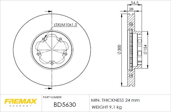 FREMAX BD-5630 - Тормозной диск autospares.lv