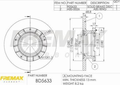 FREMAX BD-5633-KT - Тормозной диск autospares.lv