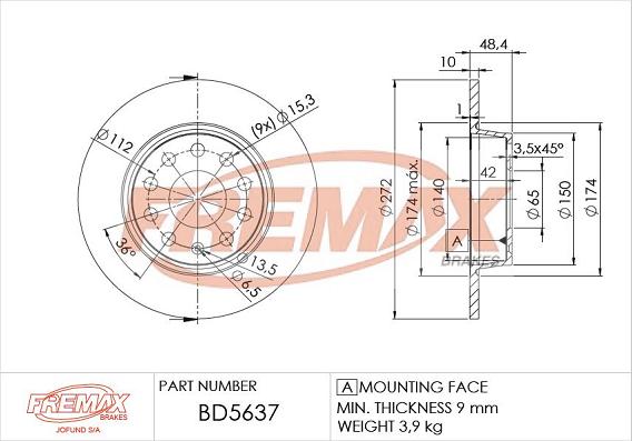 FREMAX BD-5637 - Тормозной диск autospares.lv