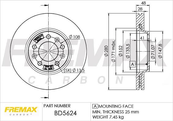 FREMAX BD-5624 - Тормозной диск autospares.lv