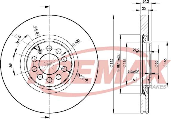 FREMAX BD-5620 - Тормозной диск autospares.lv