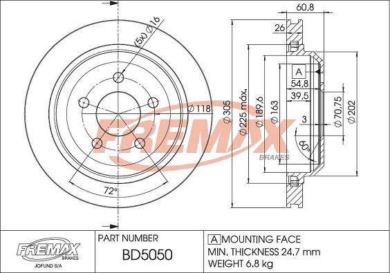 FREMAX BD-5050 - Тормозной диск autospares.lv