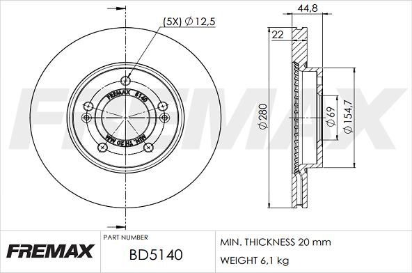 FREMAX BD-5140 - Тормозной диск autospares.lv