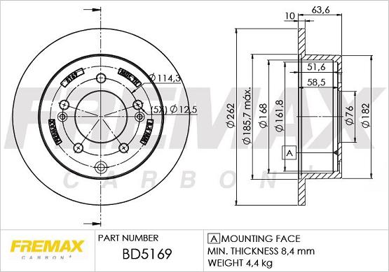 FREMAX BD-5169 - Тормозной диск autospares.lv