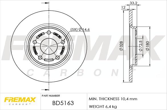 FREMAX BD-5163 - Тормозной диск autospares.lv