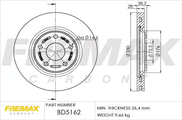 FREMAX BD-5162 - Тормозной диск autospares.lv